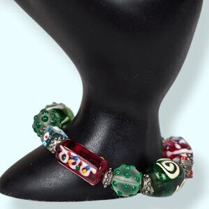 V. Glass Candy Beaded Stretch Bracelet